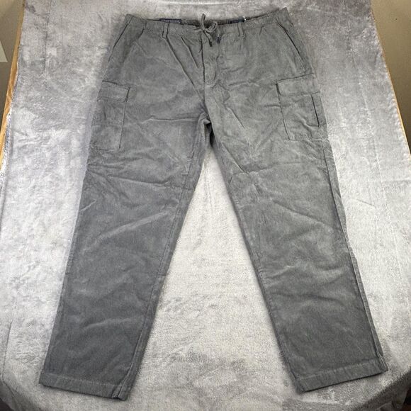 Vineyard Vines Pants Mens XXL Gray Corduroy Cargo Elastic Drawstring Zip Fly - Picture 2 of 16